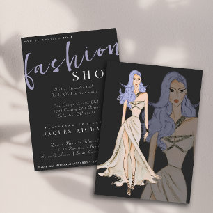 Invitation Défilé de mode couture Vogue à l'aquarelle