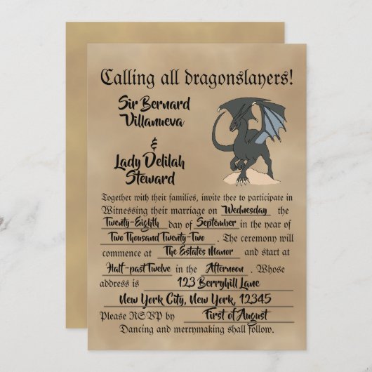 Invitation Défilement de libellule (Devant / Derrière)