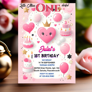 Invitation Définit la mignonne Reine Miss Onederday 1er anniv