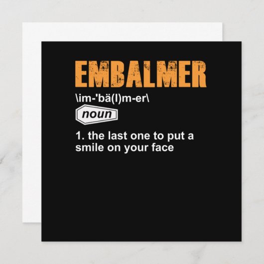 Invitation Définition de l'embaumer Morgue Embalayer Fond fun (Devant / Derrière)