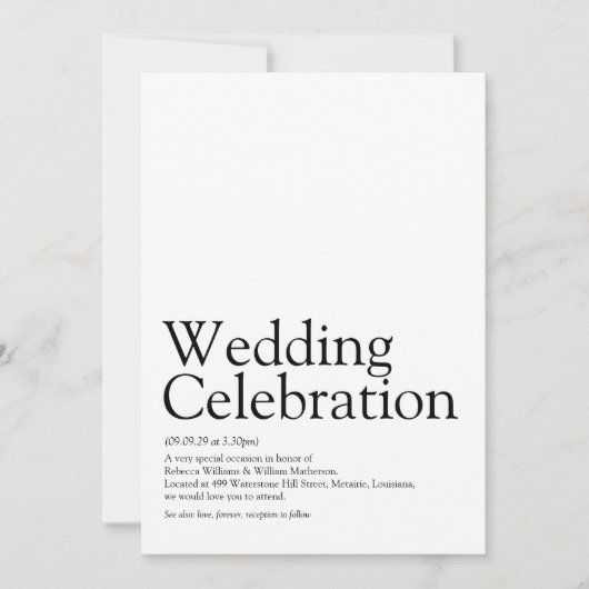 Invitation Définition de mariage (Devant)