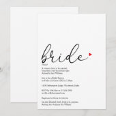 Invitation Définition de mariée Elegant Script Enterrement de (Devant / Derrière)
