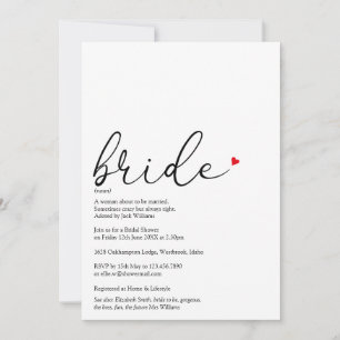 Invitation Définition de mariée Elegant Script Enterrement de