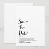 Invitation Définition de Save the Date Script Cœur d'Or (Devant / Derrière)