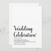 Invitation Définition du Mariage de script Gold Heart (Devant / Derrière)