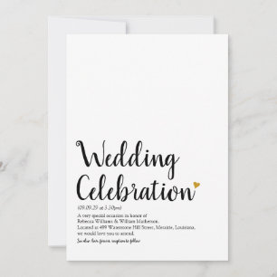 Invitation Définition du Mariage de script Gold Heart