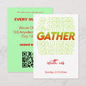 Invitation d'église Rouge Vert Rassemblement avec (Devant / Derrière)