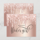 Invitation Dégoulinement or rose, veux-tu être ma demoiselle  (Devant / Derrière)