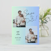 Invitation Dégradé bleu vert de photo moderne pour annonce de (Debout devant)