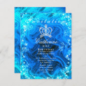 Invitation dégradé de couronne scintillante Aqua (Devant / Derrière)