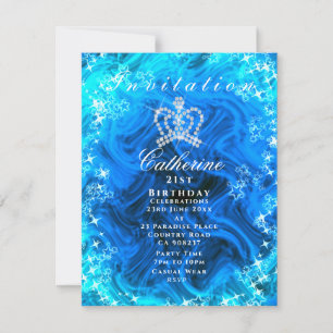 Invitation dégradé de couronne scintillante Aqua