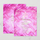 Invitation dégradé de couronne scintillante rose (Devant / Derrière)