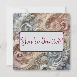 Invitation Dégradé Élégant Motif Dentelle Pastel