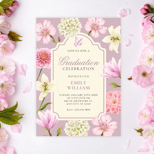 Invitation Dégradé floral pourpre