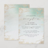 Invitation Dégradé ombré aquatique avec paillettes dorées giv (Devant / Derrière)