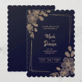 Invitation dégradé or-floral-mariage-invitation (Devant / Derrière)