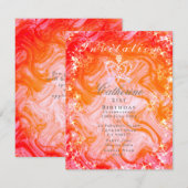 Invitation dégradé pêche orange couronne scintilla (Devant / Derrière)