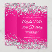 Invitation Dégradé Rose Chaud Paillettes Argent 30e Anniversa (Devant / Derrière)