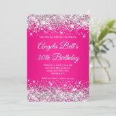 Invitation Dégradé Rose Chaud Paillettes Argent 30e Anniversa (Debout devant)