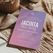 Invitation dégradé rose pourpre bat mitzvah