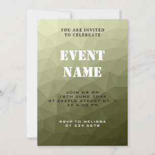 Invitation Dégradé vert clair de l'armée géométrique fête évé
