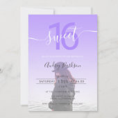 Invitation dégradé violet girly ombre script photo doux 16 (Devant)