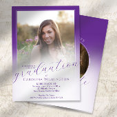 Invitation Dégradé Violet Script Moderne Photo Remise de Dipl