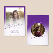 Invitation Dégradé Violet Script Moderne Photo Remise de Dipl