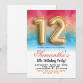 Invitation dégradée pour 12e anniversaire (Devant / Derrière)