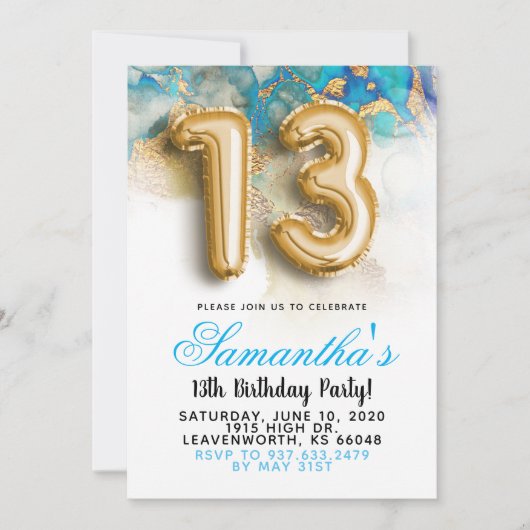 Invitation dégradée pour 13e anniversaire (Devant)
