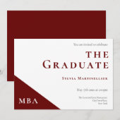 Invitation Degré Burgundy White MBA Graduation Party (Devant / Derrière)