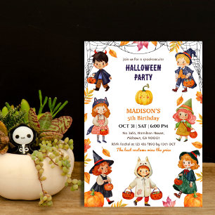 Invitation Déguisement de citrouille mignon pour fête d'anniv