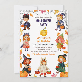 Invitation Déguisement de citrouille mignon pour fête d'anniv