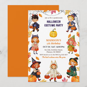 Invitation Déguisement de citrouille mignon pour fête d'anniv