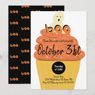 Invitation Déguisement de fantôme de cupcake givré pour soiré