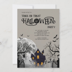 Invitation Déguisement de fête d'Halloween pour enfants gris