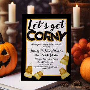 Invitation Déguisement de fête drôle d'Halloween "Get Corny" 