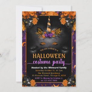 Invitation Déguisement de licorne florale pour Halloween et s