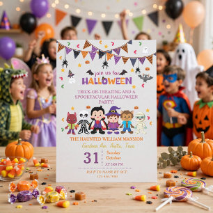 Invitation Déguisement de sorcière mignonne pour fête d'Hallo
