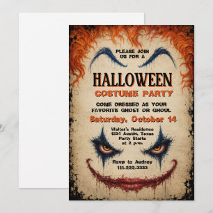 Invitation Déguisement d'Halloween de Clown Méchant, Fête, Dr