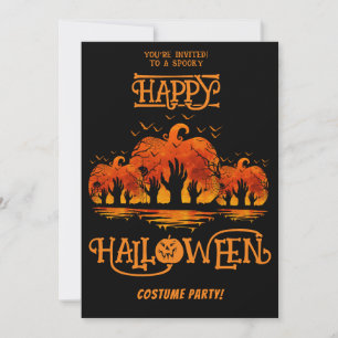Invitation Déguisement Happy Halloween Citrouille Mains Noire