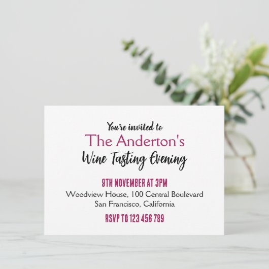 Invitation Dégustation de vin (Debout devant)