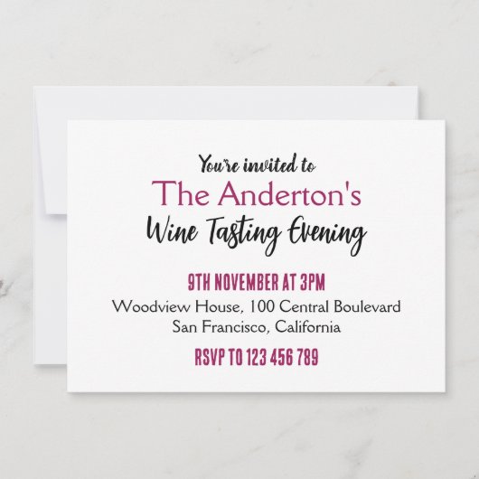 Invitation Dégustation de vin (Devant)