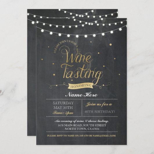 Invitation Dégustation de vin Anniversaire Déclenche N'IMPORT (Devant / Derrière)