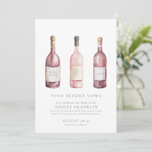 Invitation Dégustation de vin Bachelorette (Debout devant)