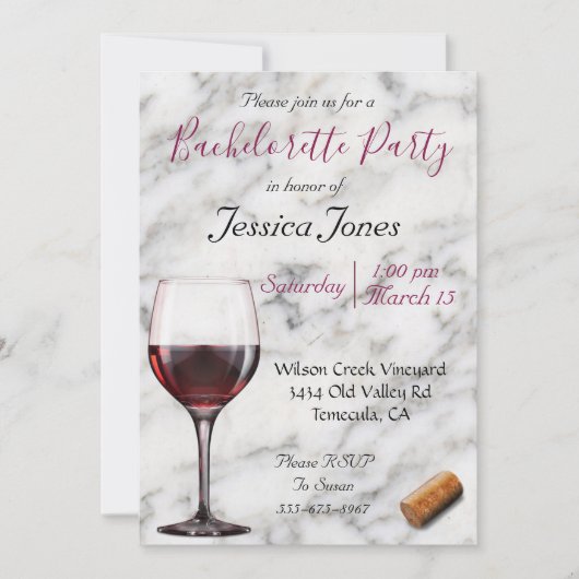 Invitation Dégustation de vin Bachelorette Party Moderne Mini (Devant)