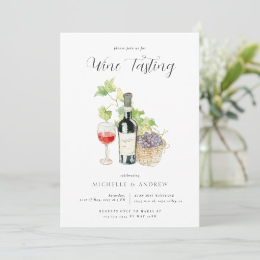 Invitation Dégustation de vin d'aquarelle QR Code Wedding sho (Debout devant)