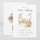 Invitation Dégustation de vin d'aquarelle QR Code Wedding sho (Devant / Derrière)