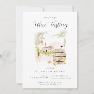 Invitation Dégustation de vin d'aquarelle QR Code Wedding sho