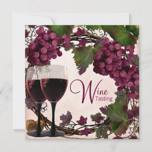 Invitation Dégustation de vin de raisins rouges et verts vint (Devant)